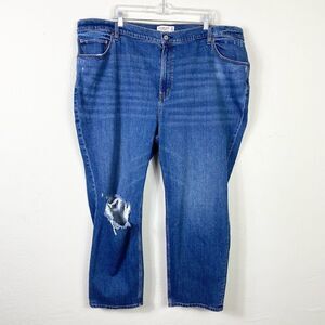 Abercrombie Plus Size Medium Destroyed Ankle Straight Ultra High Rise Jeans 37